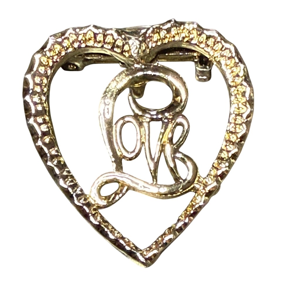 Gerrys Love Heart Brooch Pin Vintage Gold‎ Tone Valentine's Day Gift